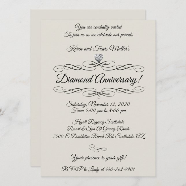 Diamond 60th Anniversary Celebration Invitation (Front/Back)