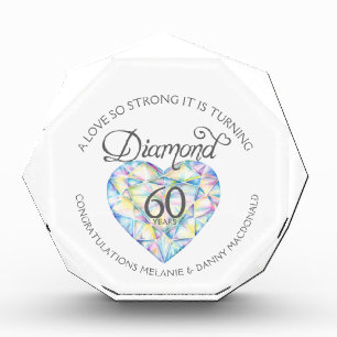 Diamond 60th Anniversary heart art name  Photo Block