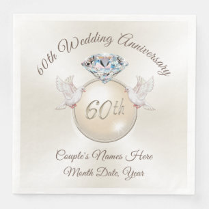Diamond 60th Anniversary Napkins, Personalised Napkin