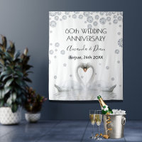 Diamond 60th anniversary white swans in love