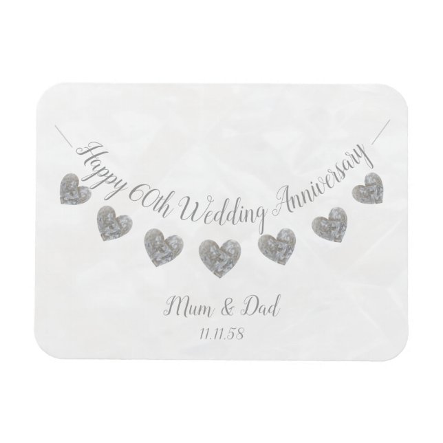 Diamond 60th mum & dad wedding anniversary magnet (Horizontal)