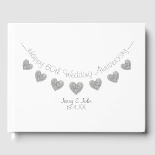 Diamond 60th wedding anniversary bunting guest book