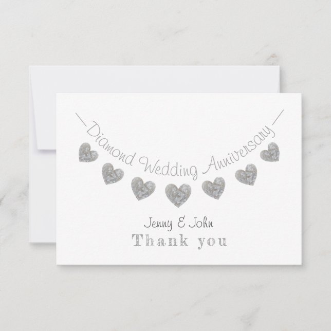 Diamond 60th wedding anniversary bunting thank you card (Front)