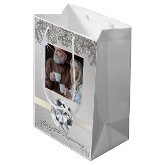 Diamond 60th Wedding Anniversary Couple Photo Love Medium Gift Bag