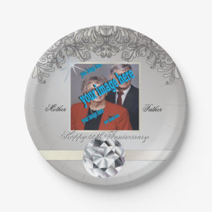 Diamond 60th Wedding Anniversary Disposable Paper Plate
