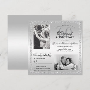 Diamond 60th Wedding Anniversary Double Photo Invitation
