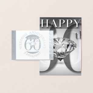 Diamond 60th Wedding Anniversary Greeting Congrats Foil Card