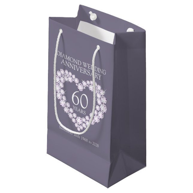 Diamond 60th wedding anniversary grey photo bag (Front Angled)