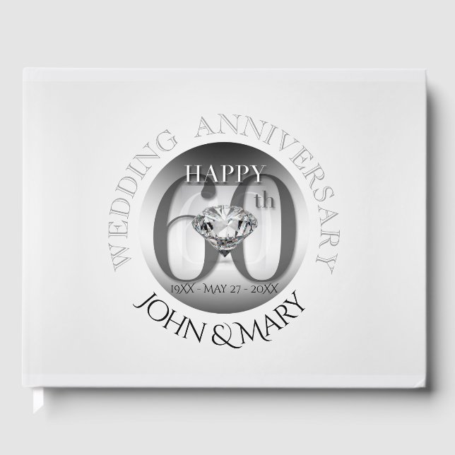 Diamond 60th Wedding Anniversary Guest Book (Front)
