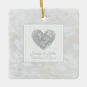 Diamond 60th wedding anniversary heart ceramic ornament