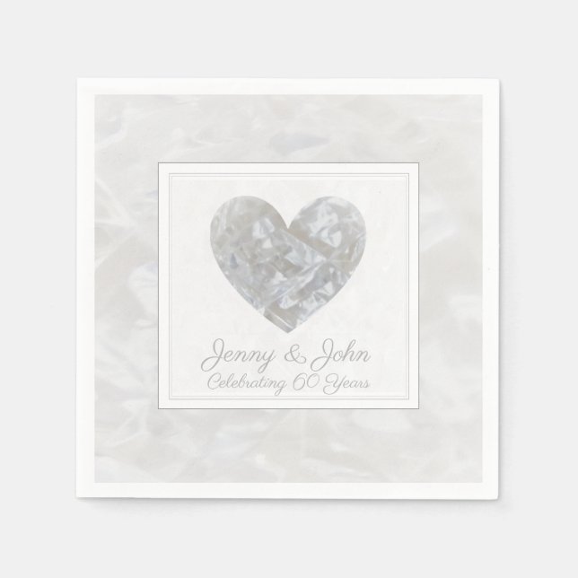 Diamond 60th wedding anniversary heart napkin (Front)