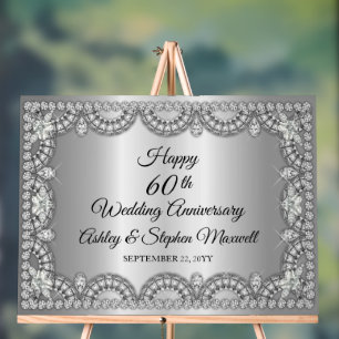 Diamond 60th Wedding Anniversary Party  Acrylic Sign