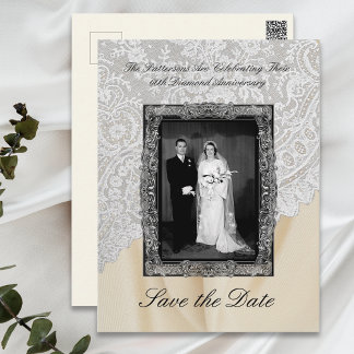 Diamond 60th Wedding Anniversary Save The Date Postcard