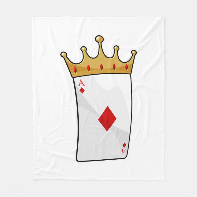 Diamond Ace with King Crown Fleece Blanket (Front)
