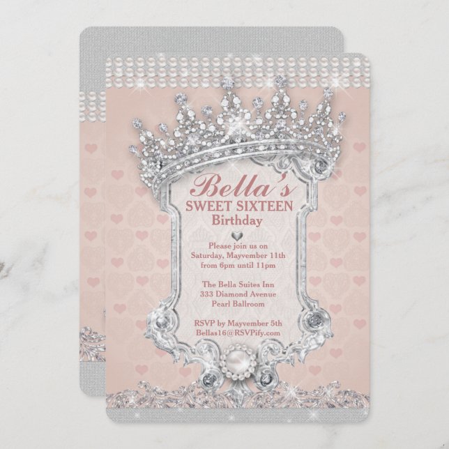 Diamond and Bling Party Invitations (Front/Back)