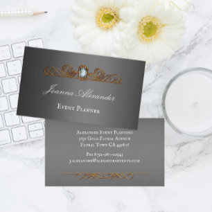 Diamond and Gold Dark Silver Personalized  Busines Business Card