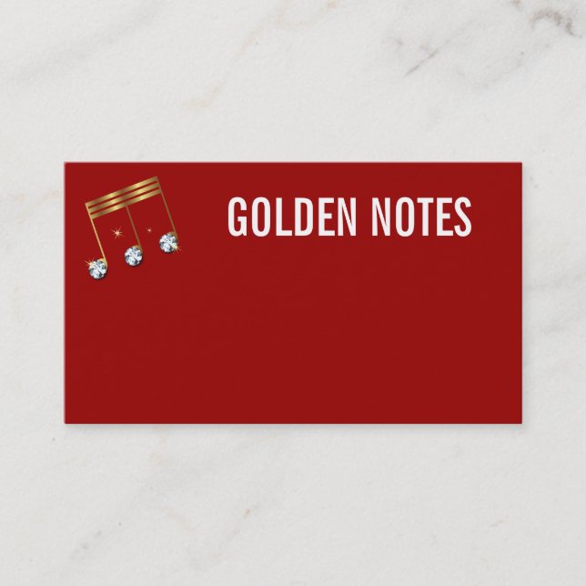 Diamond and Gold Musical Note Business Card. Business Card (Front)