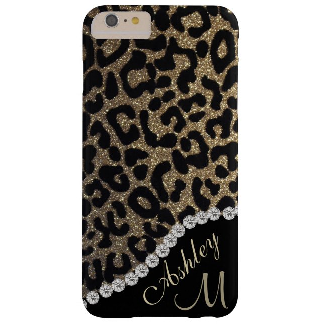 Diamond and Leopard Glitter Monogram Case-Mate iPhone Case (Back)