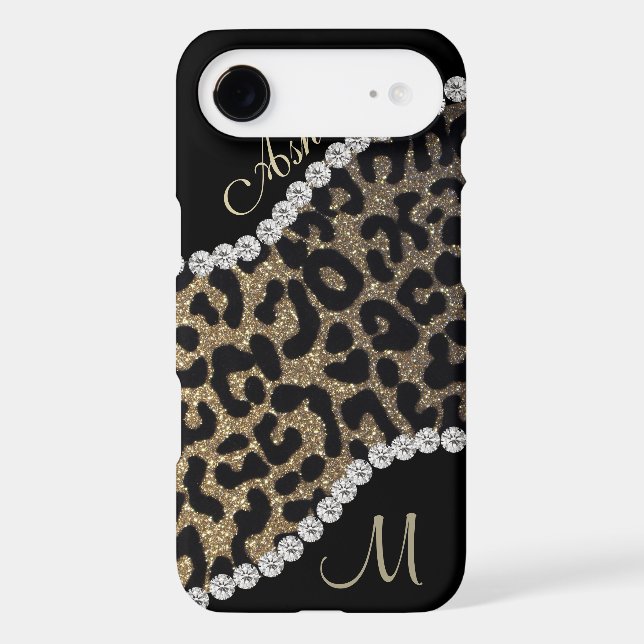 Diamond and Leopard Monogram Case-Mate iPhone Case (Back)