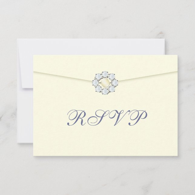 Diamond and Pearl Broach on Envelope RSVP Card (Front)
