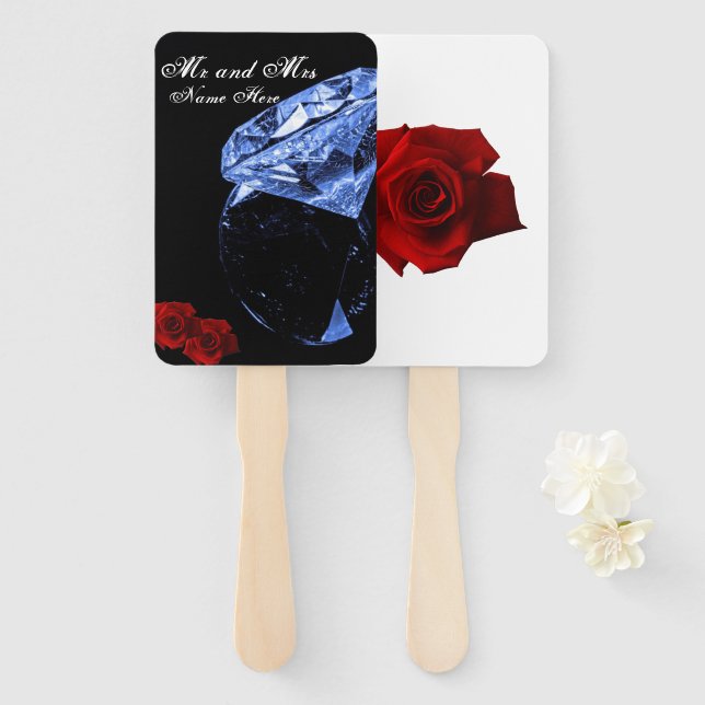 Diamond and Roses Rectangle Program Fan (Front and Back)