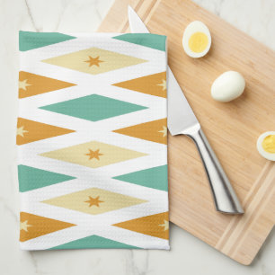Diamond And Stars Retro Mid Century Tea Towel