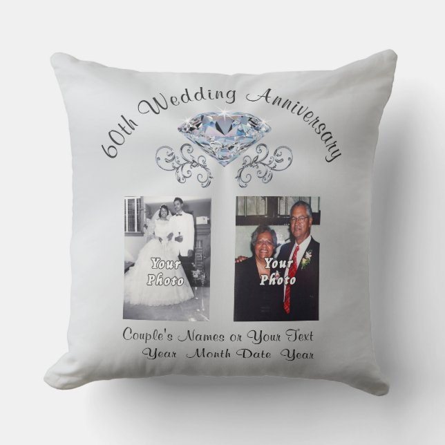 Diamond and Your Photos 60th Anniversary Presents Cushion (Front)
