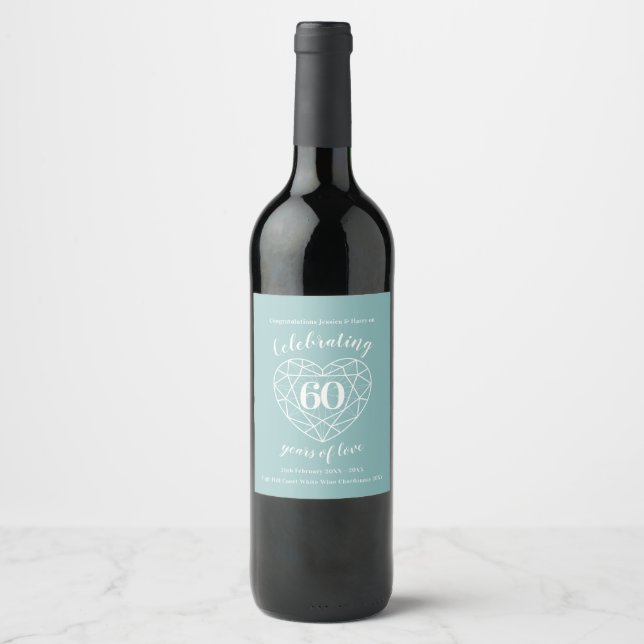 Diamond anniversary 60 years of love wine labels (Front)