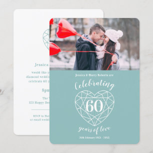 Diamond Anniversary 60 years photo invitations