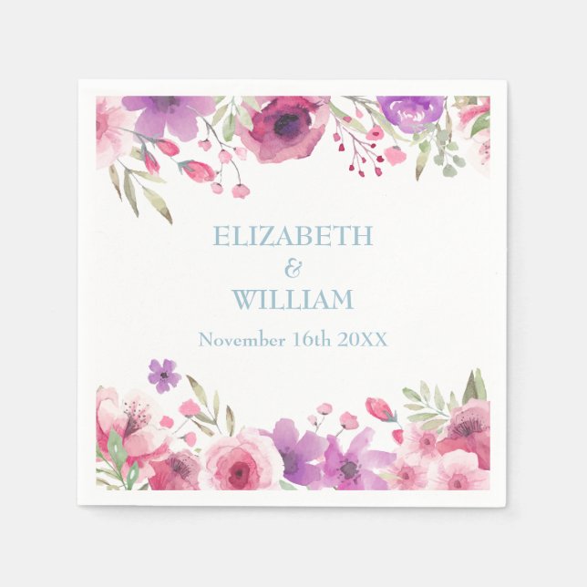 Diamond Anniversary Country Roses Greenery Napkin (Front)