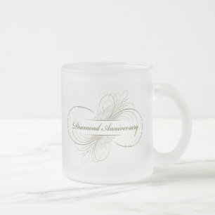 Diamond anniversary frosted glass coffee mug
