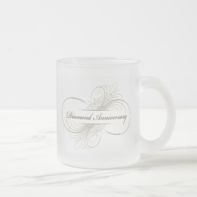 Diamond anniversary frosted glass coffee mug (Right)
