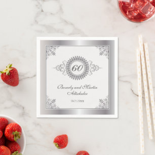 Diamond Anniversary Medallion Party Napkin