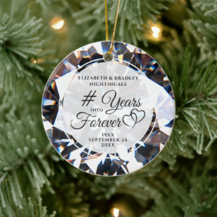 Diamond Anniversary Photo YEARS INTO FOREVER Ceramic Tree Decoration