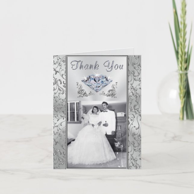 Diamond Anniversary Thank You Cards, Your PHOTO Note Card (Front)