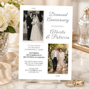 Diamond Anniversary Then & Now Photo Wedding Invitation