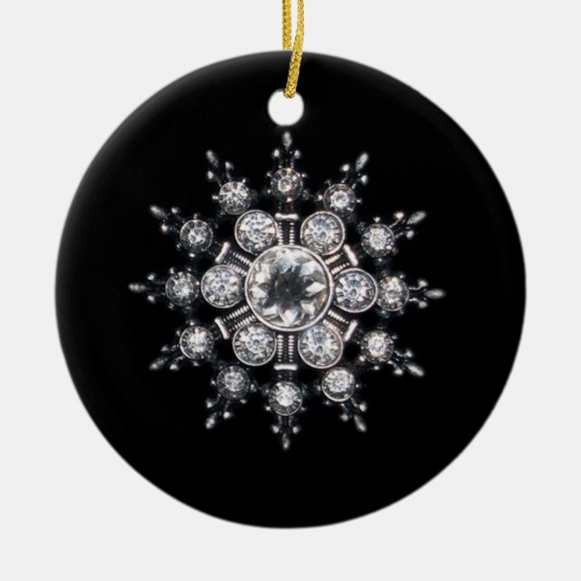 Diamond April Crystal Birthstone Snowflake Jewel Ceramic Tree Decoration (Front)