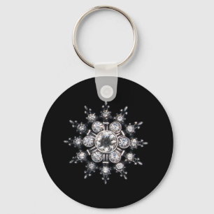 Diamond April Crystal Birthstone Snowflake Jewel Key Ring