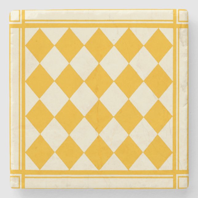 Diamond Arts and Crafts Movement Stone Coaster (Front)