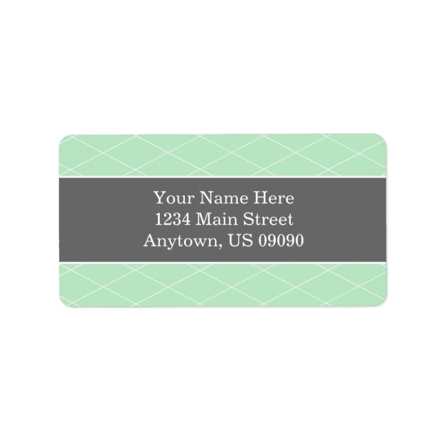 Diamond Background Address Labels (Mint / Grey) (Front)