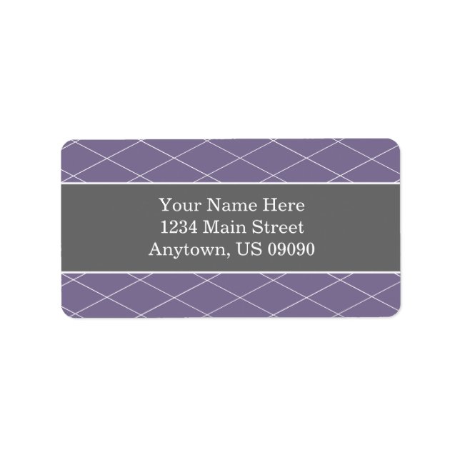 Diamond Background Address Labels (Purple / Grey) (Front)