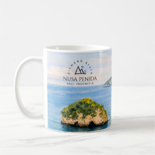 Diamond Beach Bali Watercolor Turquoise Sea Coffee Mug