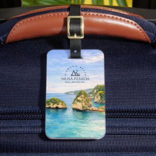 Diamond Beach Bali Watercolor Turquoise Sea Luggage Tag