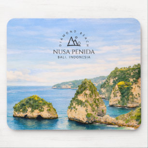 Diamond Beach Bali Watercolor Turquoise Sea Mouse Mat