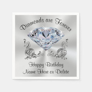 Diamond Birthday Party Napkins, Personalised Napkin