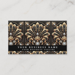 Diamond Black and Gold Art Deco Business Cards