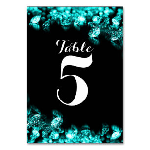 Diamond Black and Turquoise Table Card