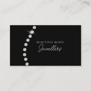 Diamond Black Bling Jewellery Store Gift Merchant Business Card