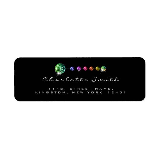 Diamond Black Rainbow RSVP Address Labels