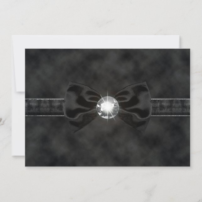 Diamond Black Tie Bow Gothic Invitation (Front)